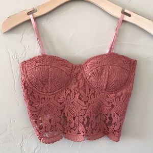 Pink lace crop top